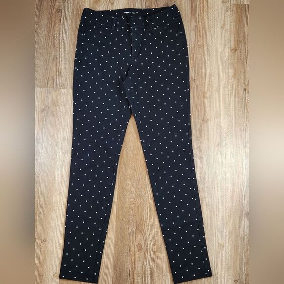 ☔️💜Old Navy Black w/White Polka Dot Pixie Pants Size 6 Tall - Picture 4 of 13